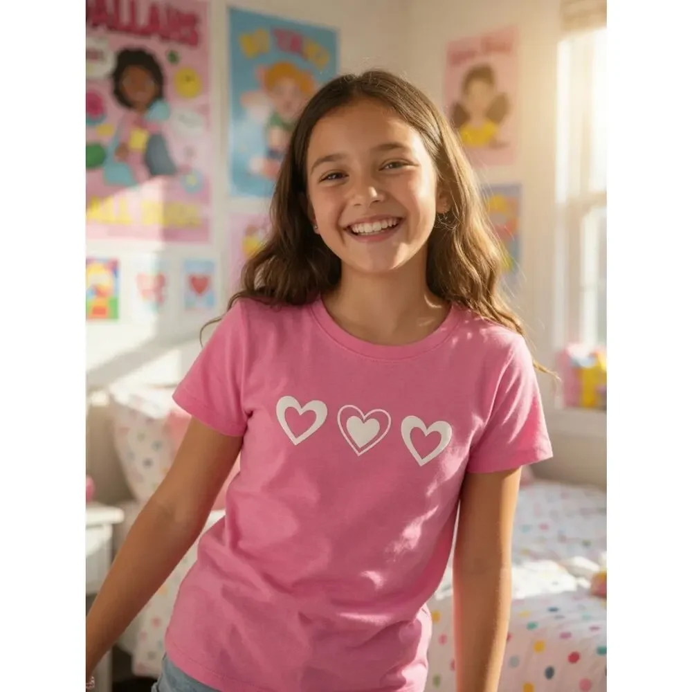 The Children’s Place Pink Hearts Short Sleeve Tee – Girls Size L (10-12) – NWT